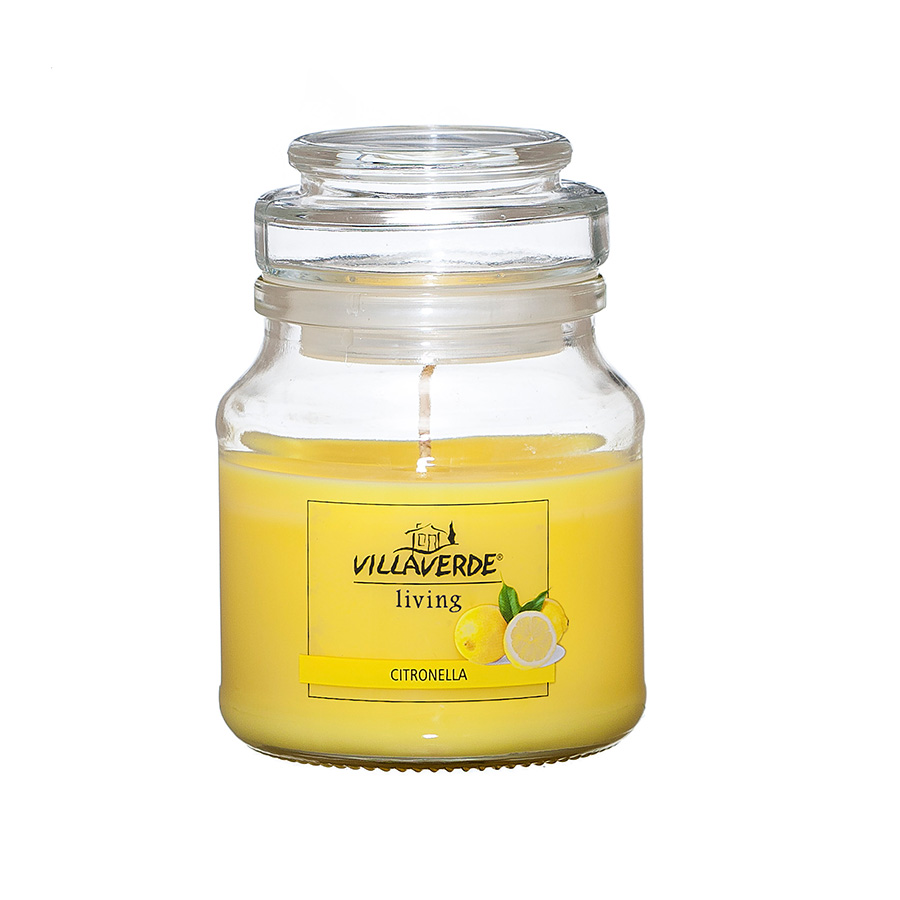 Citronella Duftkerze im Glas mit Deckel Ø7