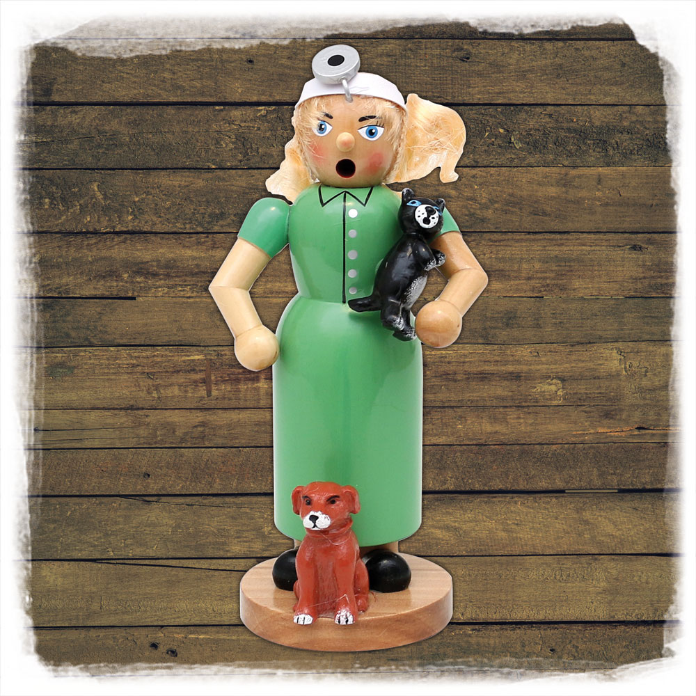 Holz Räucher Tierärztin 19cm