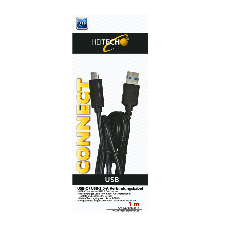 USB 3.0-A Verbindungskabel 1m USB-C