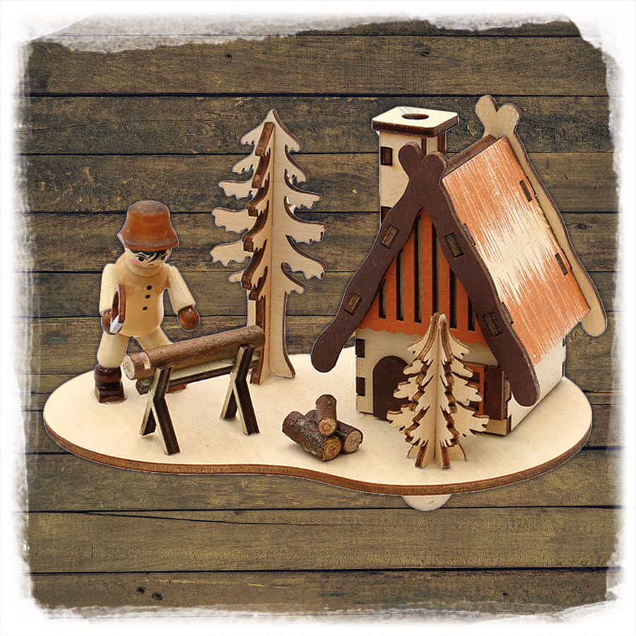 Holz Räucherhaus mit Waldarbeiter Sigro