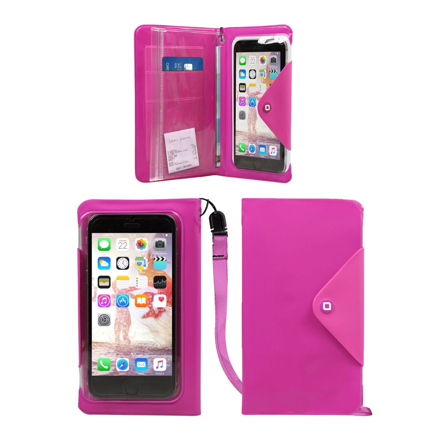 Handy-Schutzhülle klappbar pink wasserfest