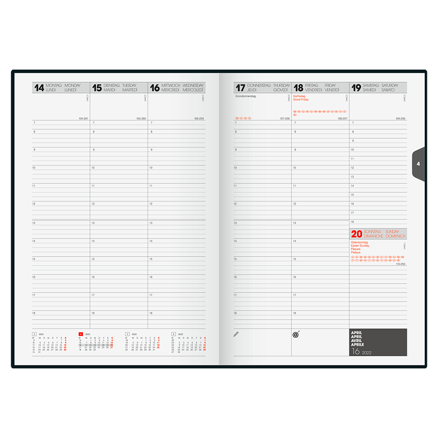 Kalender Buch - Wochenkalender Studioplan schwarz 