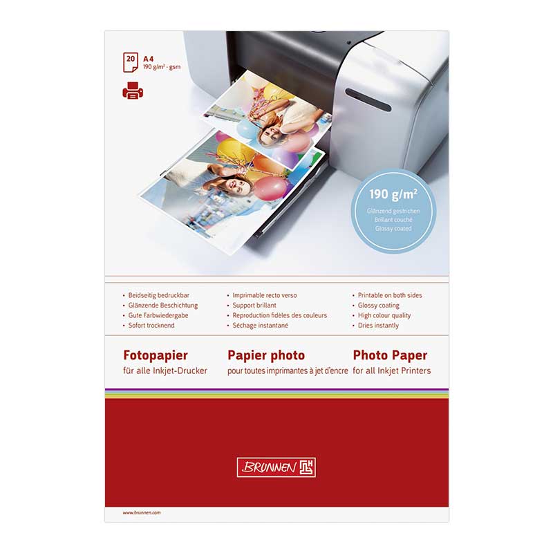 Fotopapier A4 20 Blatt 190g  Brunnen
