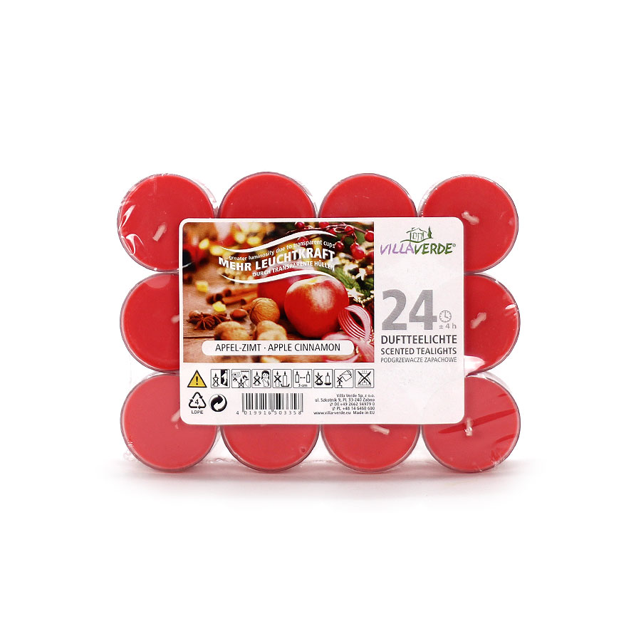Teelichter transp. Hülle 24er Apfel Zimt 
