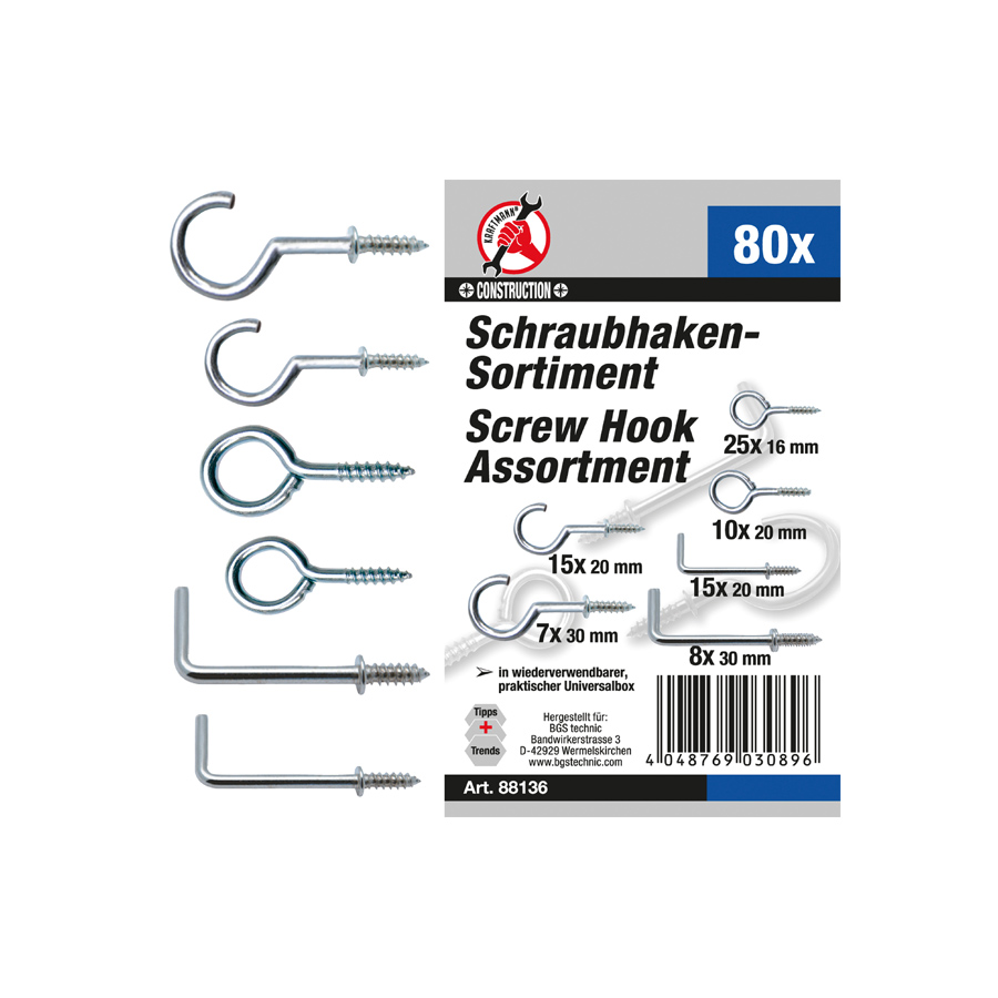 Schraubhaken-Set 80-tlg.