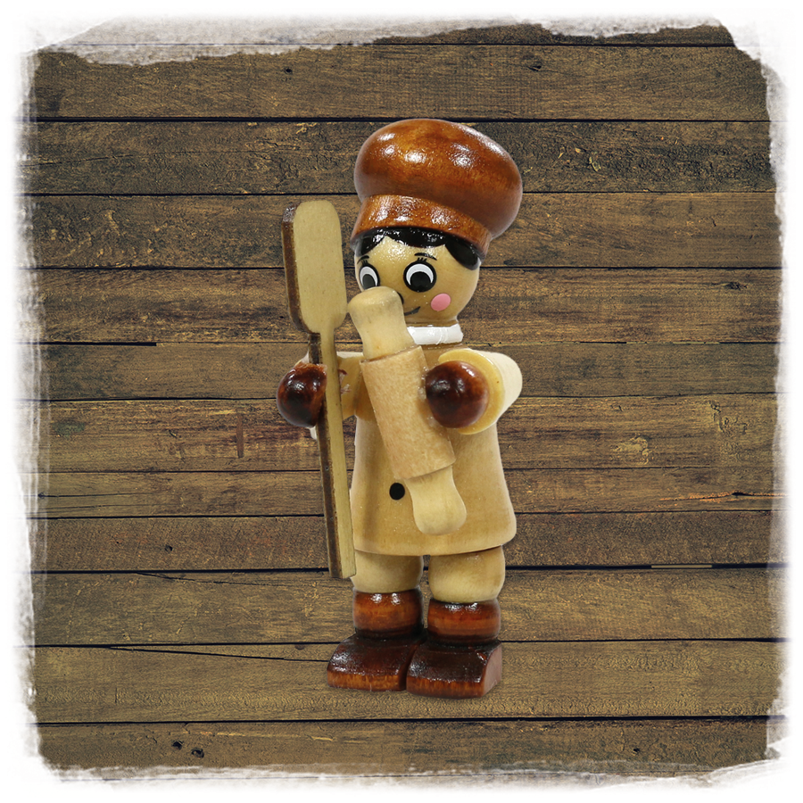 Holz ZB Figur Bäckerkind mit Nudelholz & Brotschieber 
