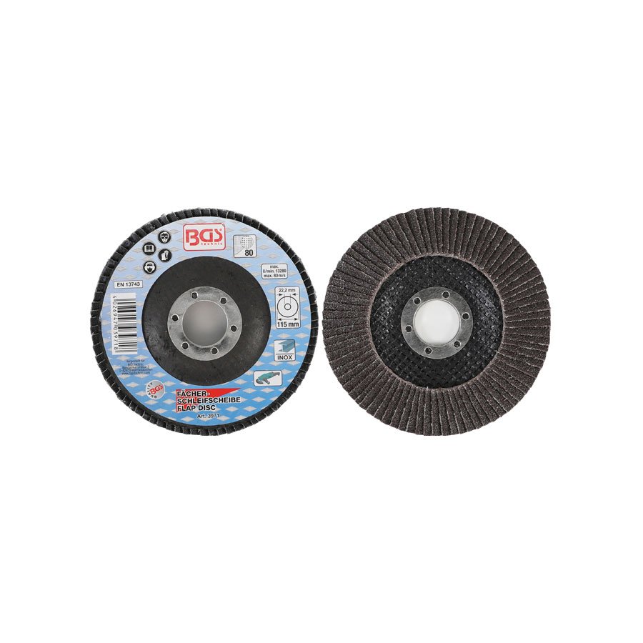 Fächer-Schleifscheibe 115 mm, Körnung 80