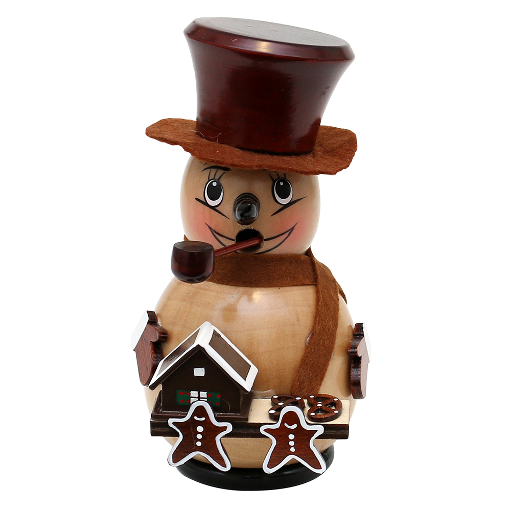 Holz Räucher-Schneemann natur/braun 14cm Sigro