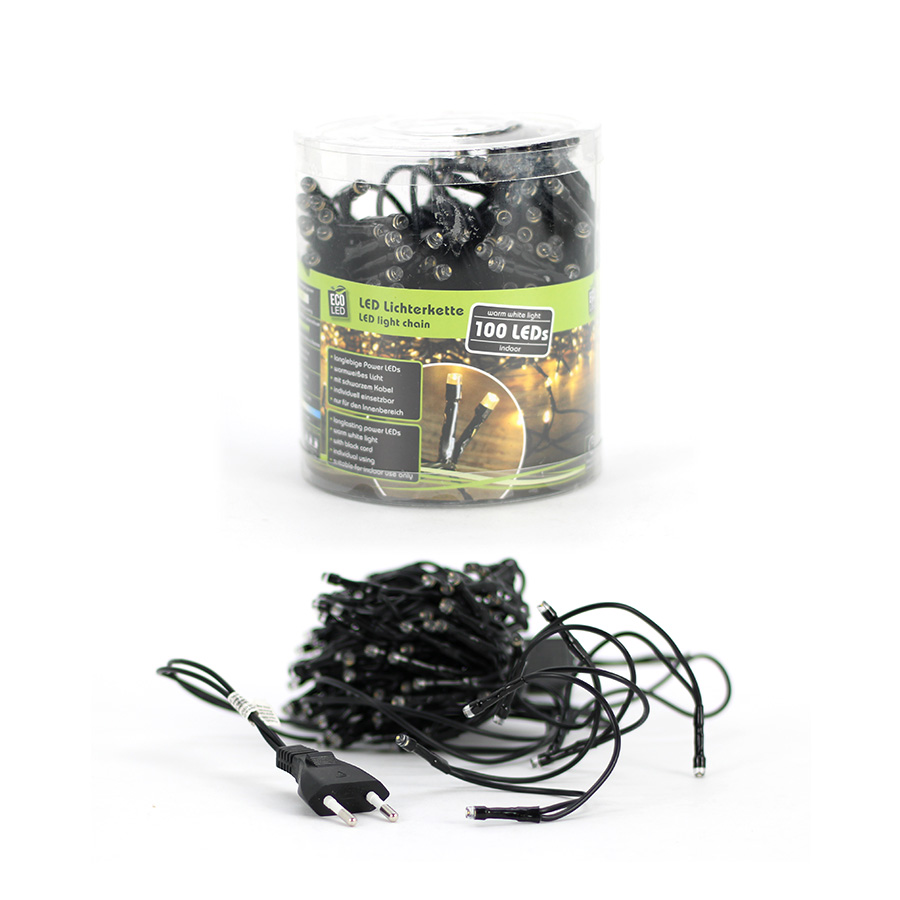 Lichterkette 100 LED ww schw. Kabel