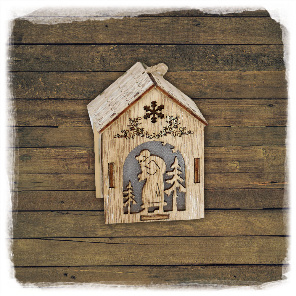 Holzhaus LED 6x6x8cm zum hängen Noor