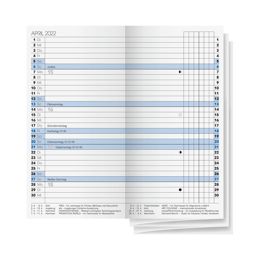 Kalender Faltkalender- Einlage  Modell 740