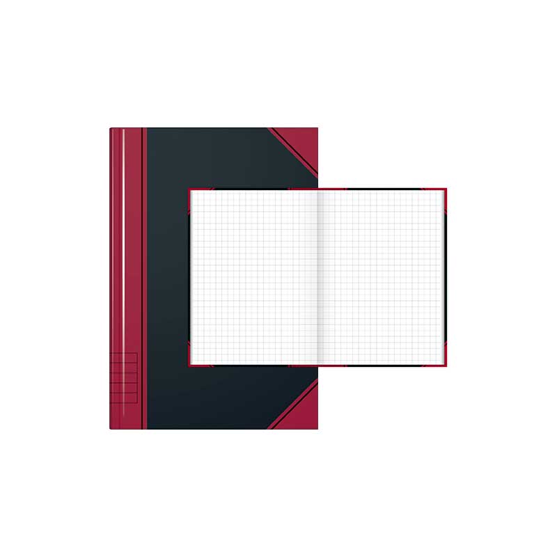 Notitzbuch A7 kariert schw/rot  Brunnen