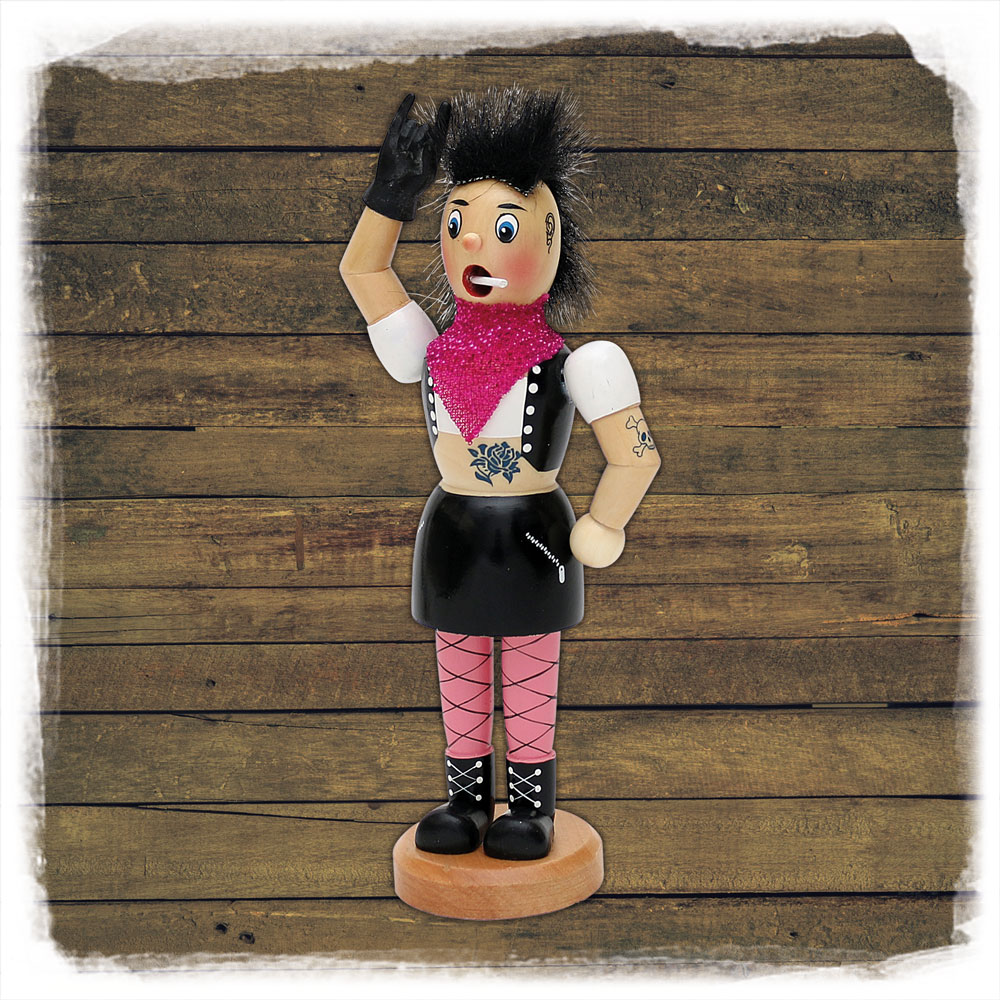 Holz Räucherfrau Punk-Lady 19cm Sigro