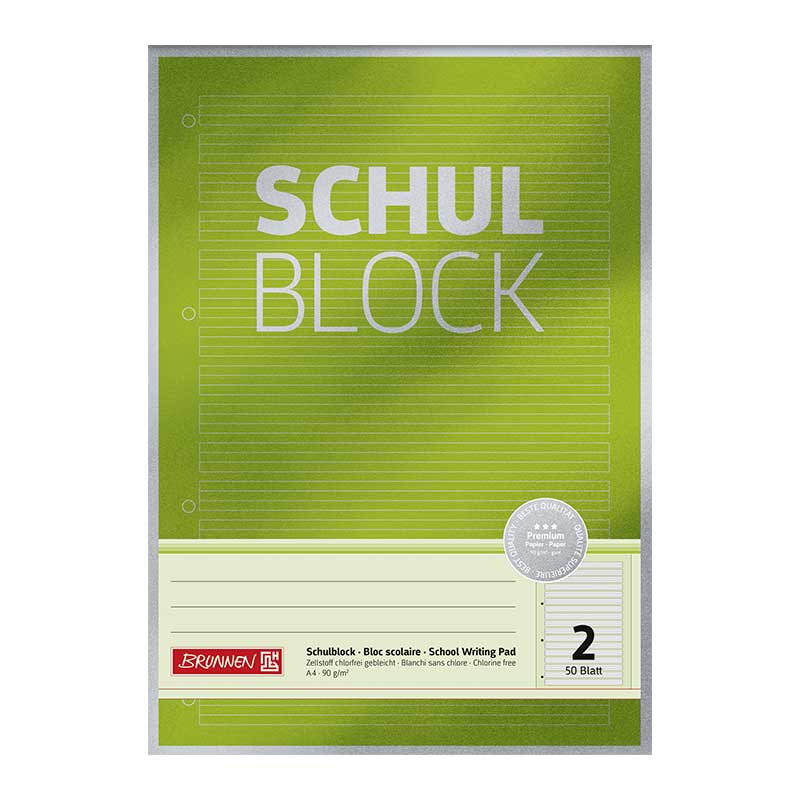 Schulblock A4 Lin2 50Blatt Premiun   Brunnen