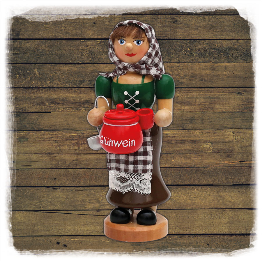 Holz Räucher Glühweinfrau 18cm