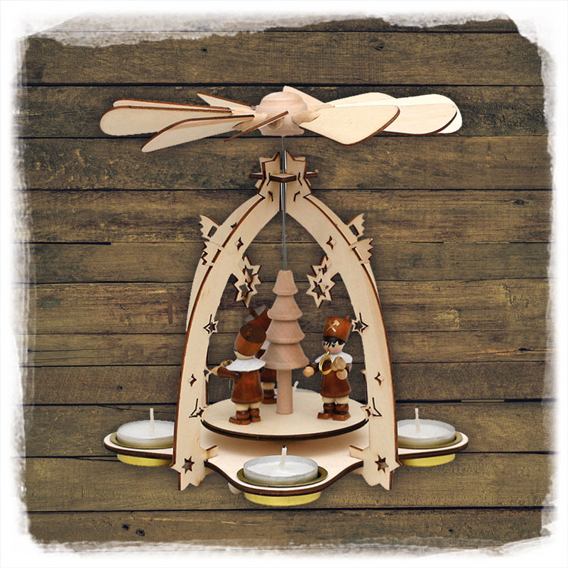 Holz Pyramide 3 Bergmannsfiguren 21cm Sigro