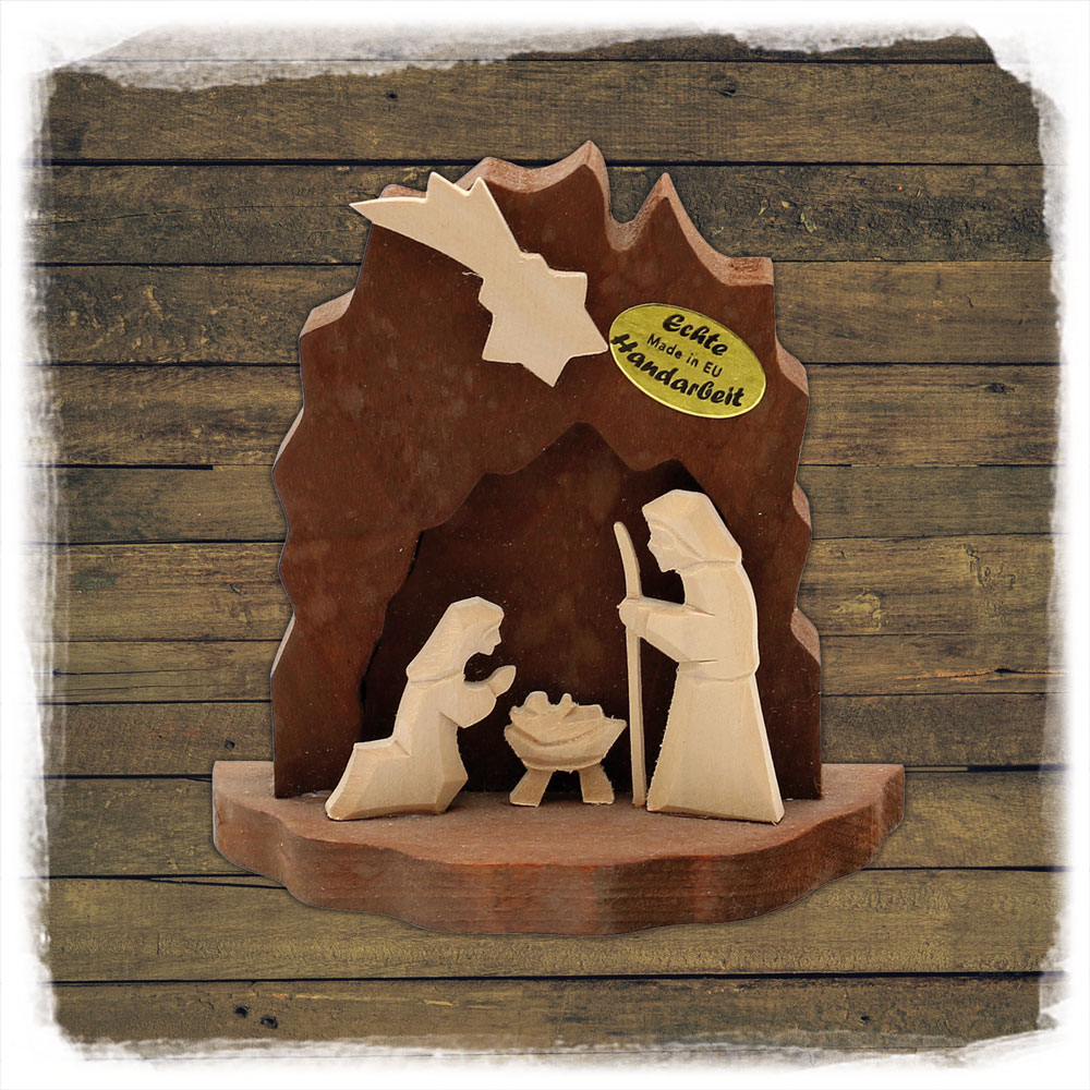 Holz Krippe Mini Schnitzerei 2Farben