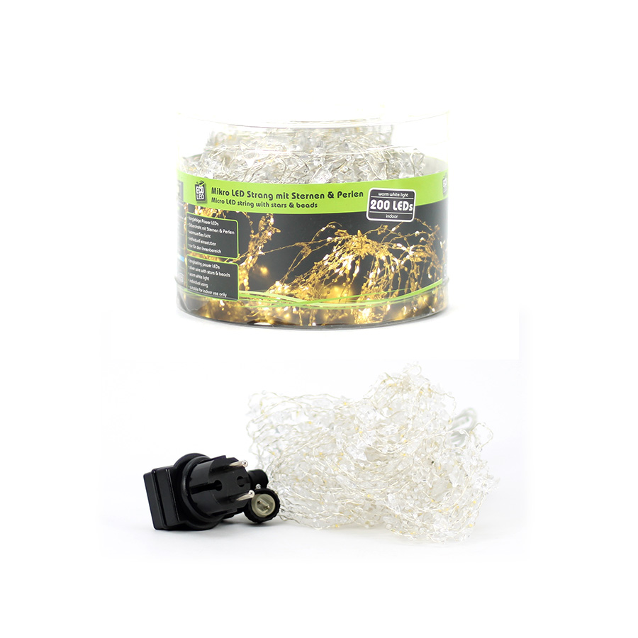 Lichterkette 200 LED Strang Sterne-Perlen ww Noor
