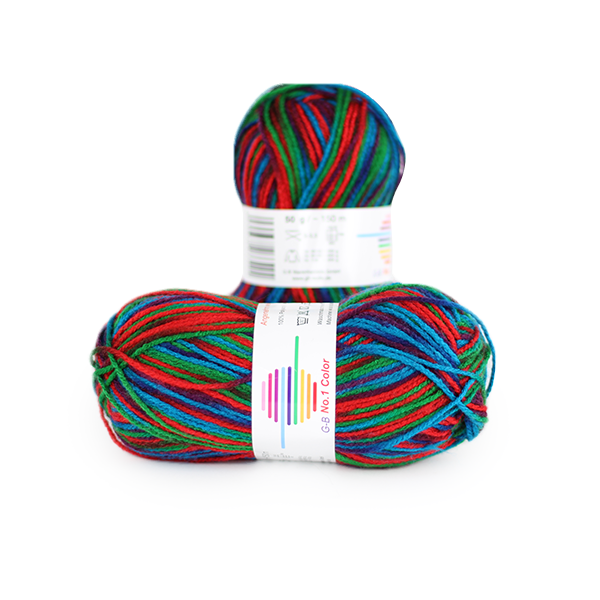 Strickwolle No.1 Color rot-petrol-grün-bunt 110