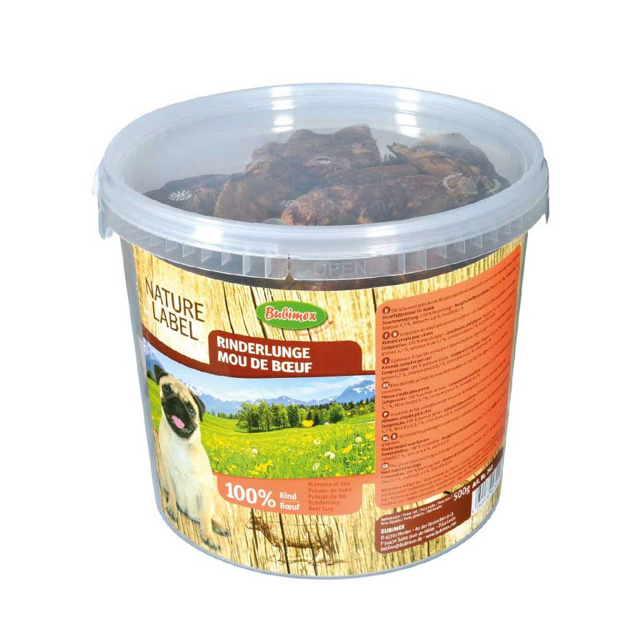 Hunde Rinderlunge getrocknet 500g Eimer