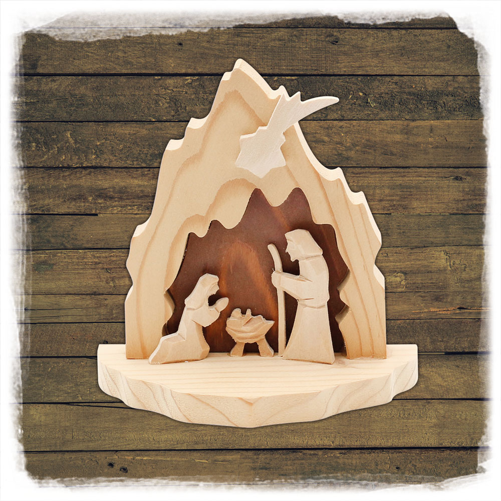 Holz Krippe Mini Schnitzerei 2Farben