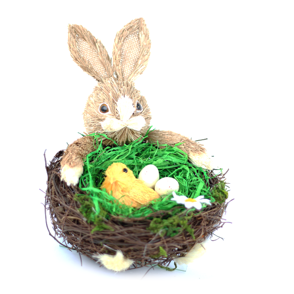 Hase Stroh im Körbchen Deko NOOR