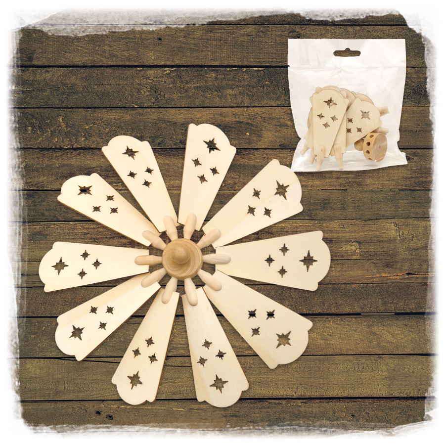 Holz Pyramiden Ersatzflügel + Kopf natur 25,5cm