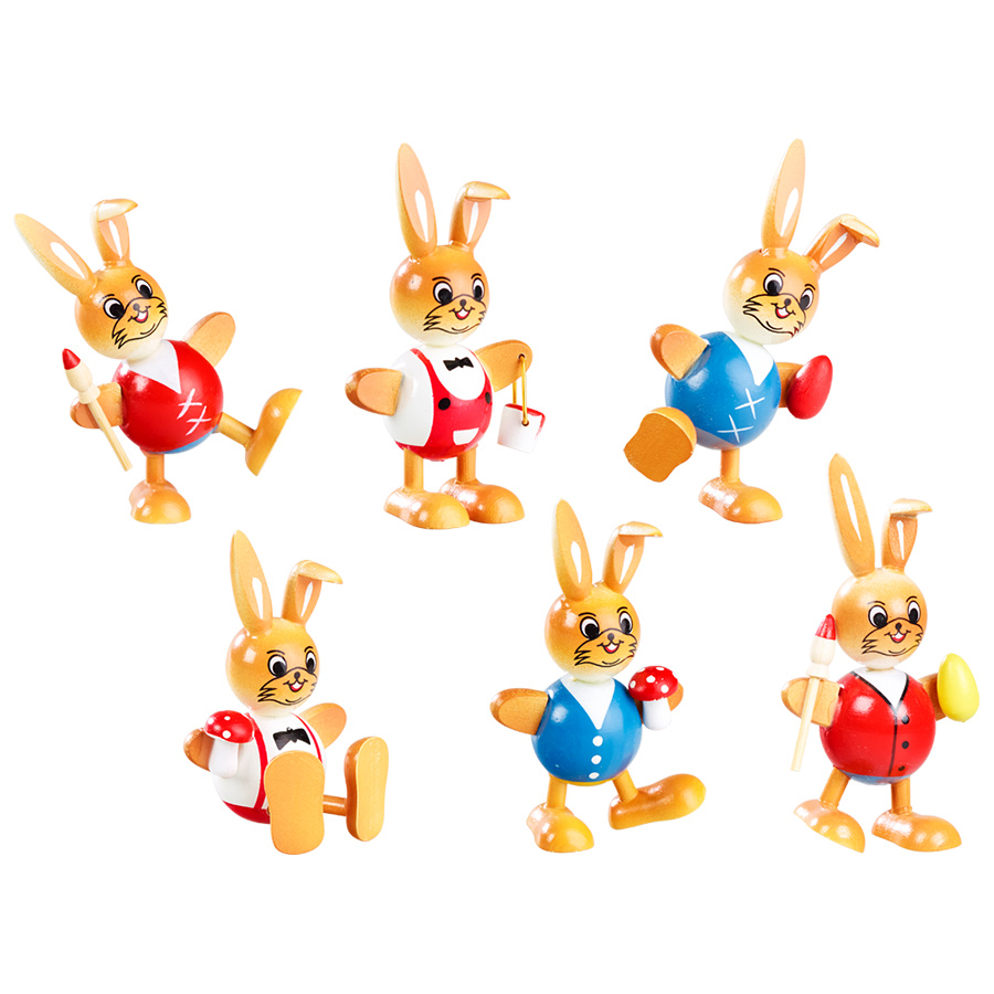 Holz Hase Kugelform 10cm 6fach mit Beinen
