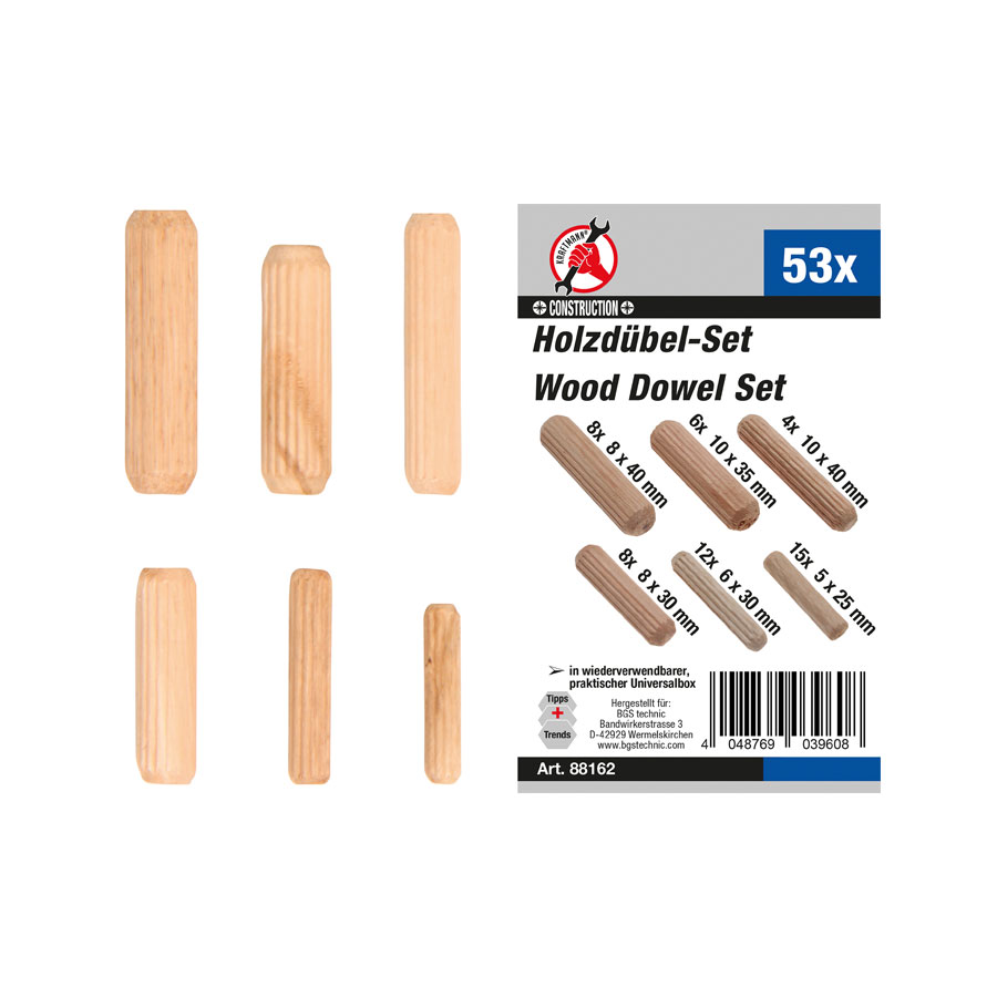 Holzdübel-Sortiment 53-tlg.