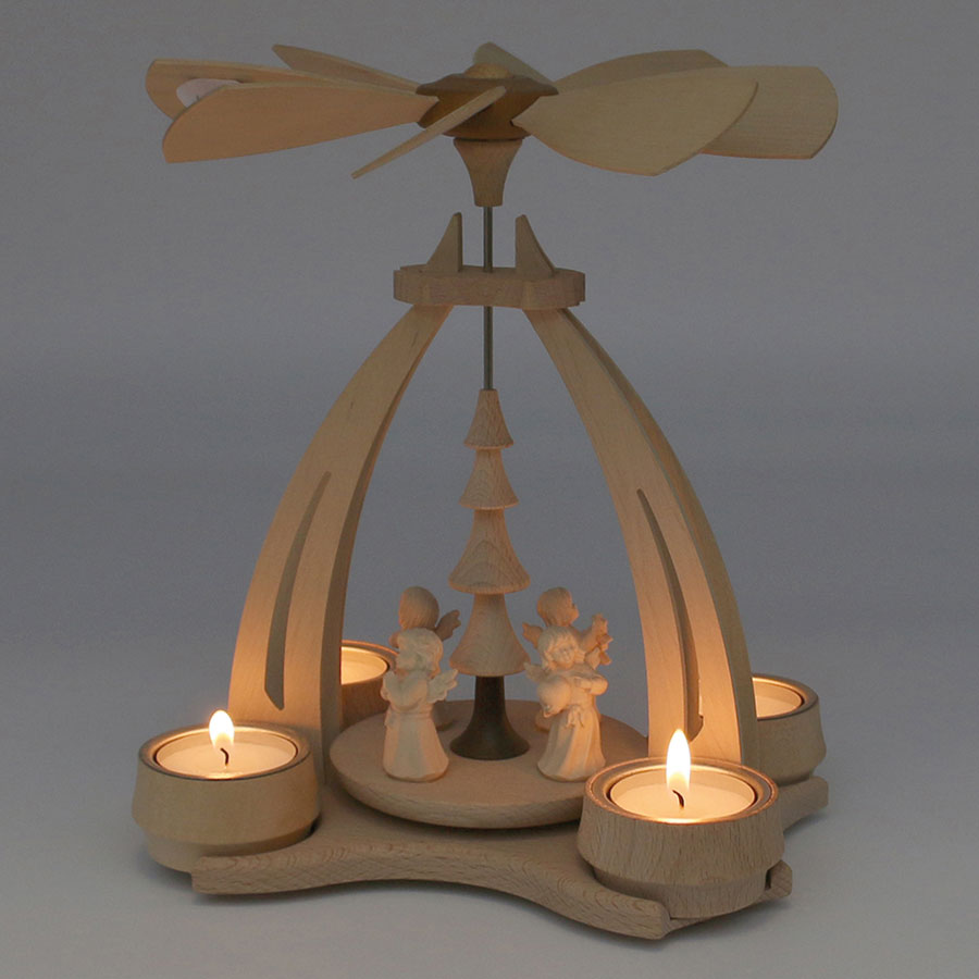 Holz Pyramide 4 Engelfiguren  Sigro