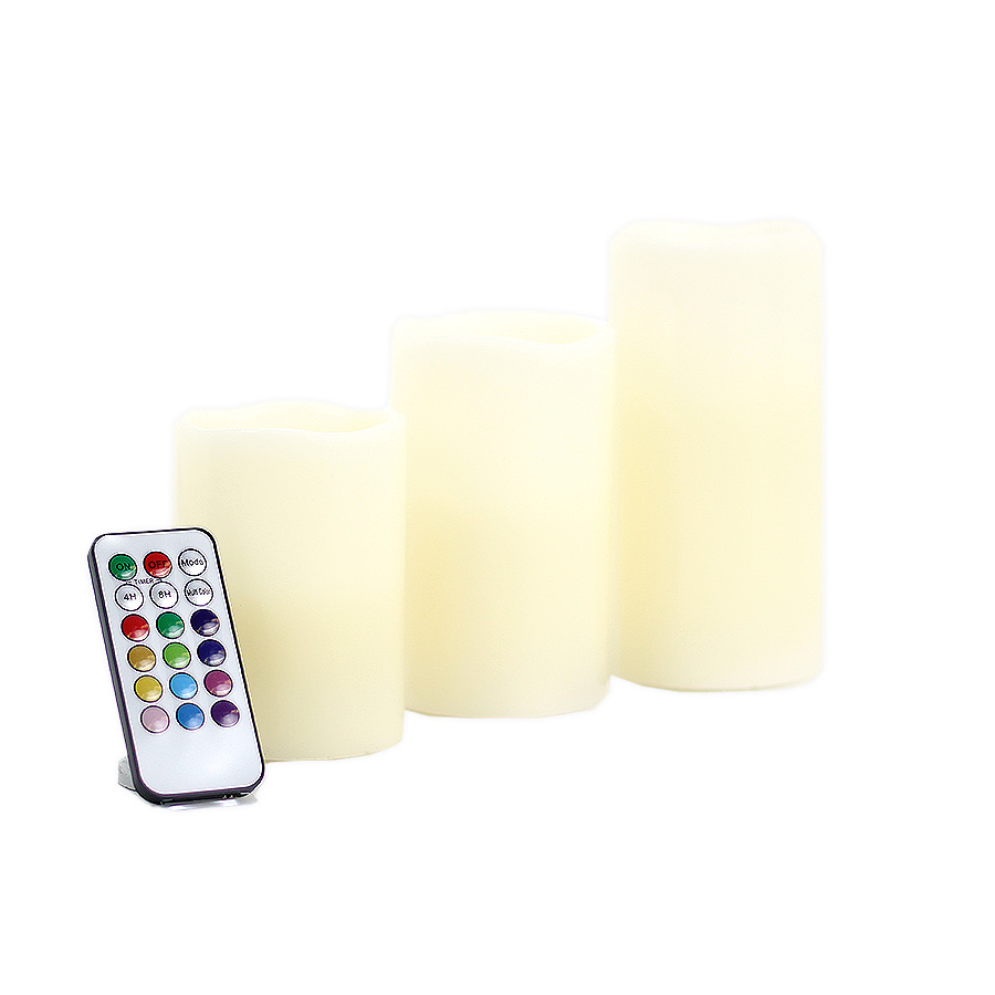 LED Stumpenkerzen 3er Set Multicolor Fernbedienung 