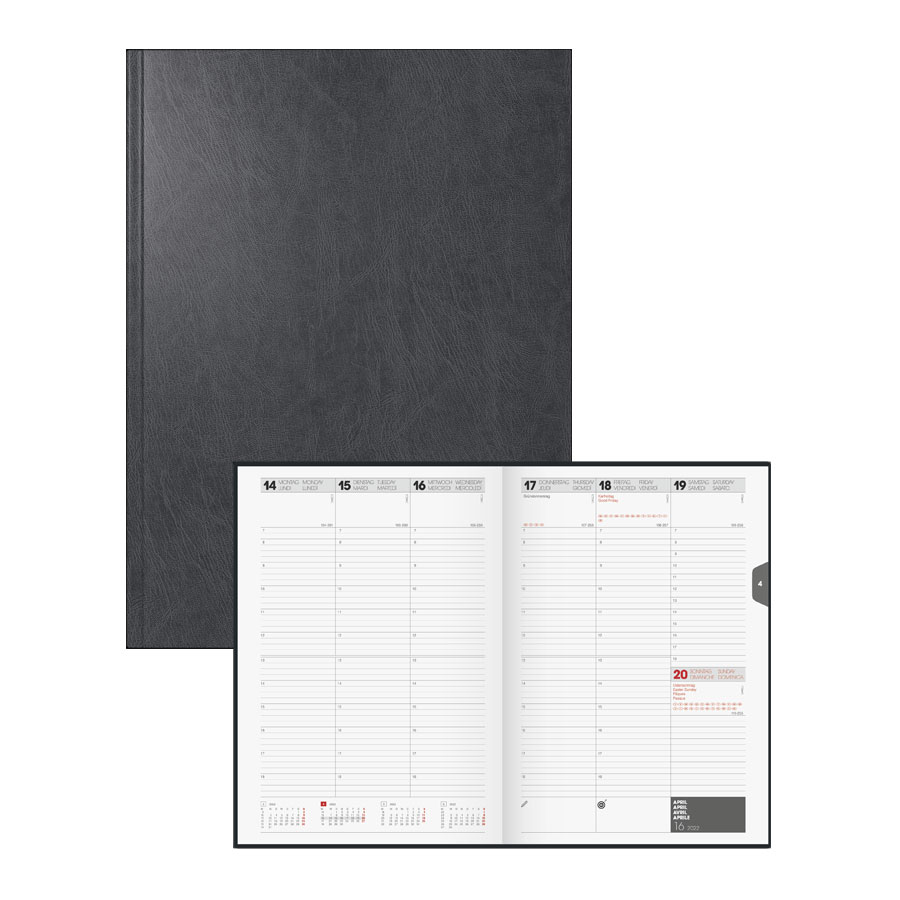 Kalender Buch - Wochenkalender Miradur schwarz 17x24cm 