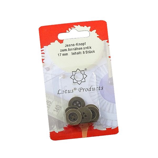 Jeans-Knopf 17 mm, 8 Stück antik