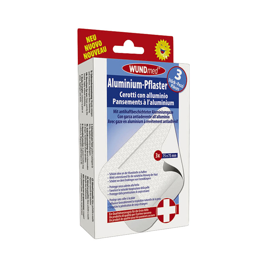 Pflaster mit Aluminiumgaze  3er 75x75mm