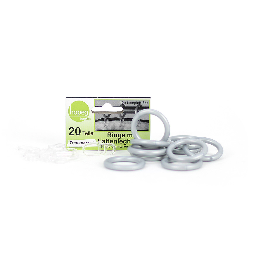 Gardinen Ringe+Faltenleghaken 20er transp.
