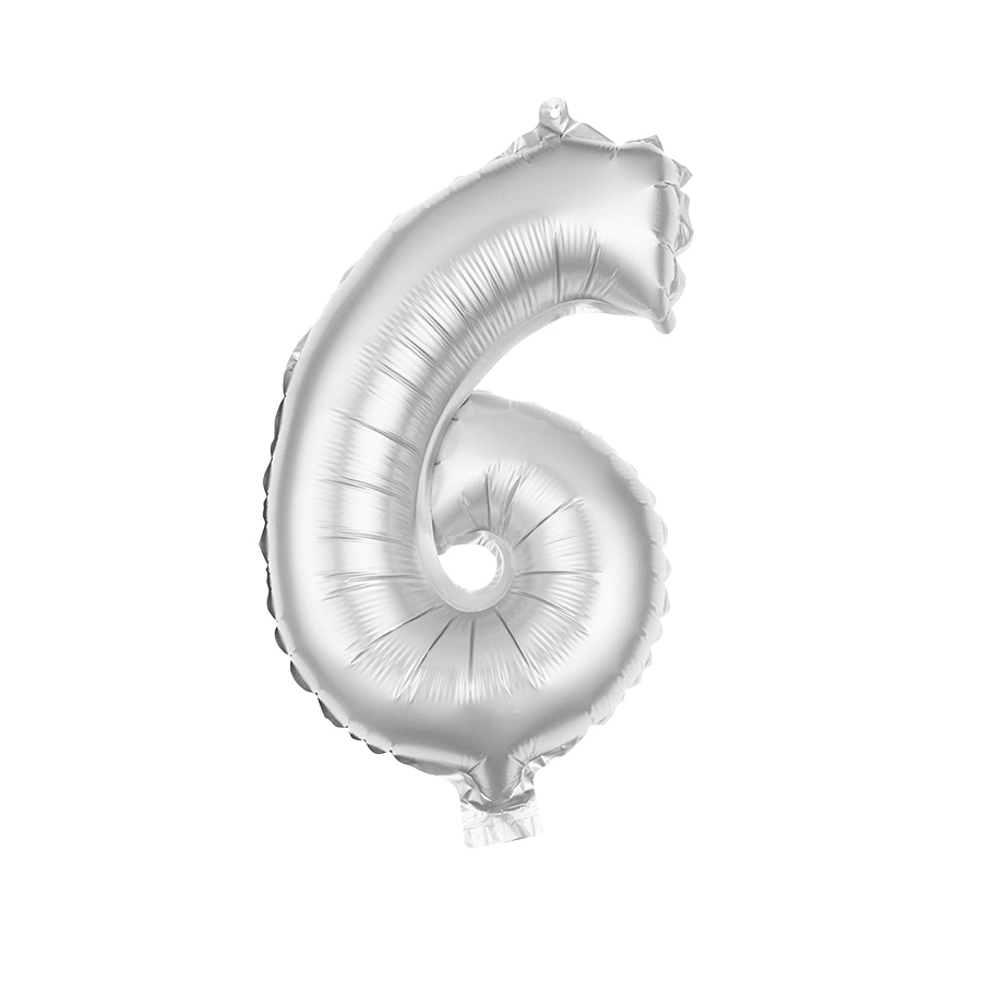 Folienballon Zahl 6 Silber  HEKU
