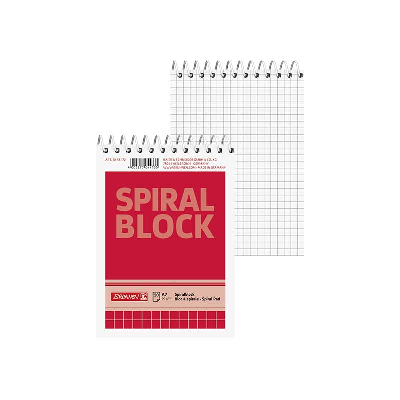 Notitzspiralblock A7 kar rot  Brunnen