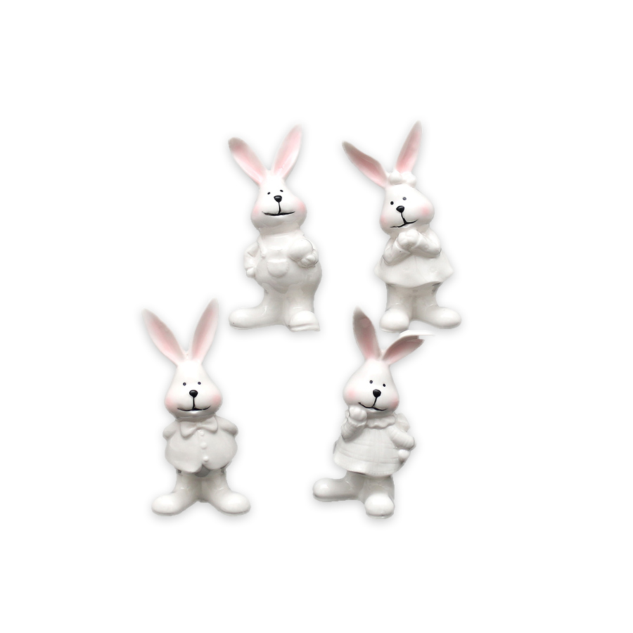 Porzellan Hase weiß rosa klein stehend