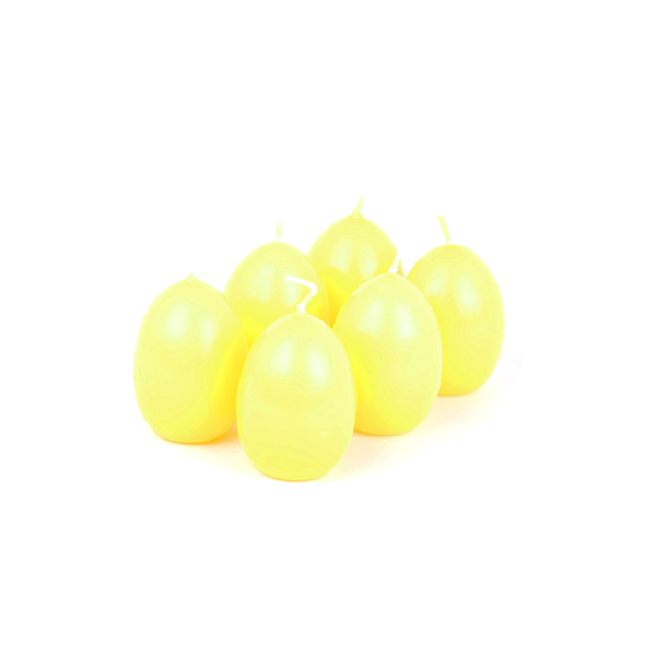 Kerze Osterei 6er-Set 6cm gelb in Box