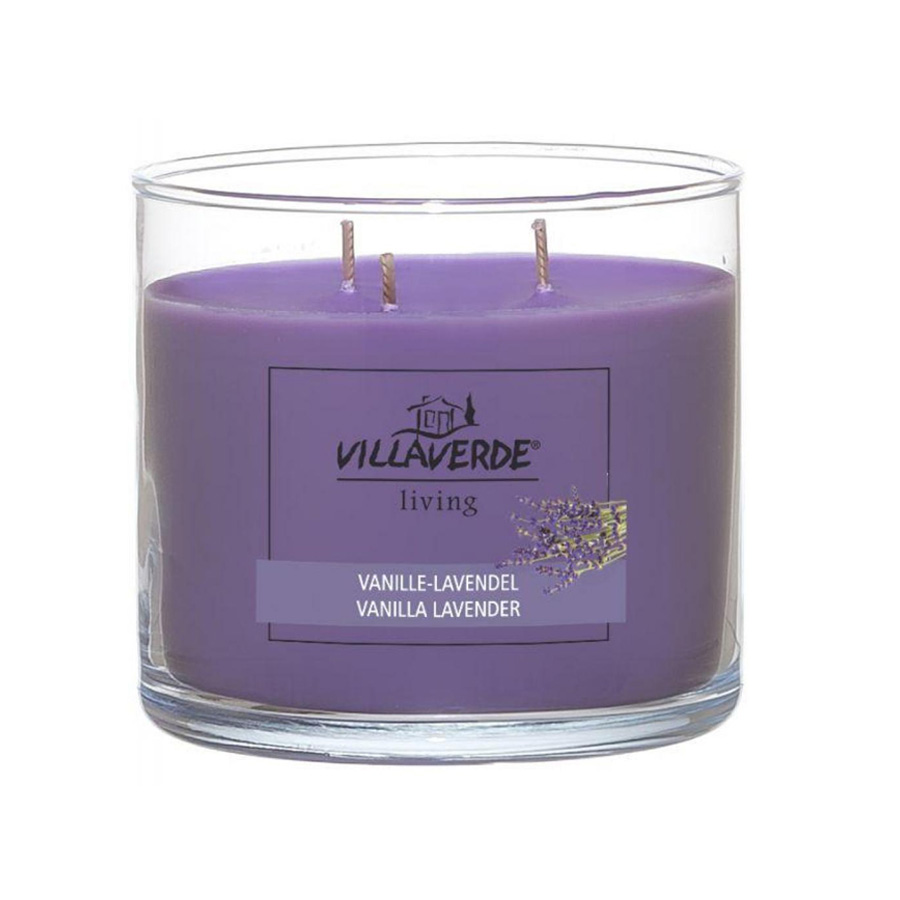 3-Docht Duftkerze im Glas Vanille-Lavendel