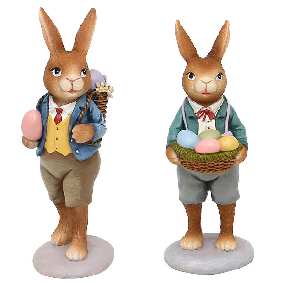 Steinharz Hase Altdeutsch in Bauernkleidung 4fach