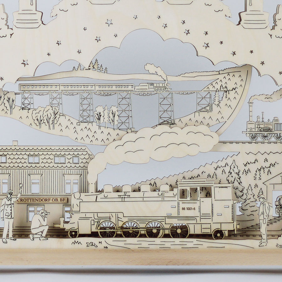 Erzgeb. Schwibbogen 2D Eisenbahn 3000