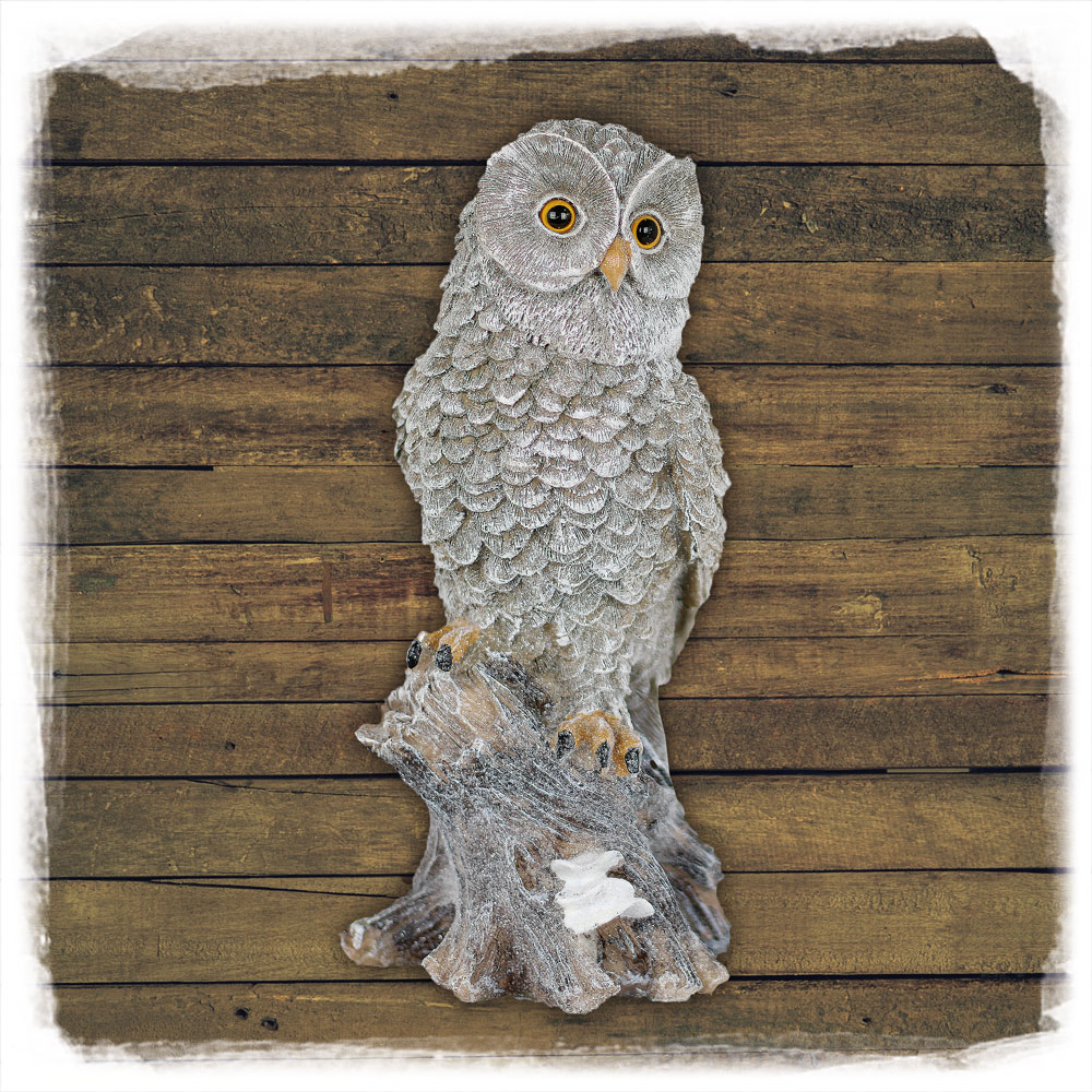 Keramik Eule auf Stamm Glitzeroptik 25cm Noor