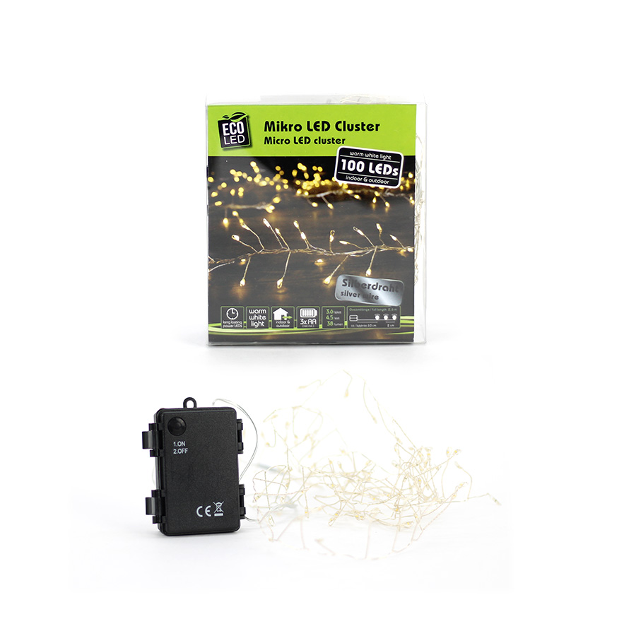 Lichterkette 100 LED Micro Cluster Silberdraht ww  Noor