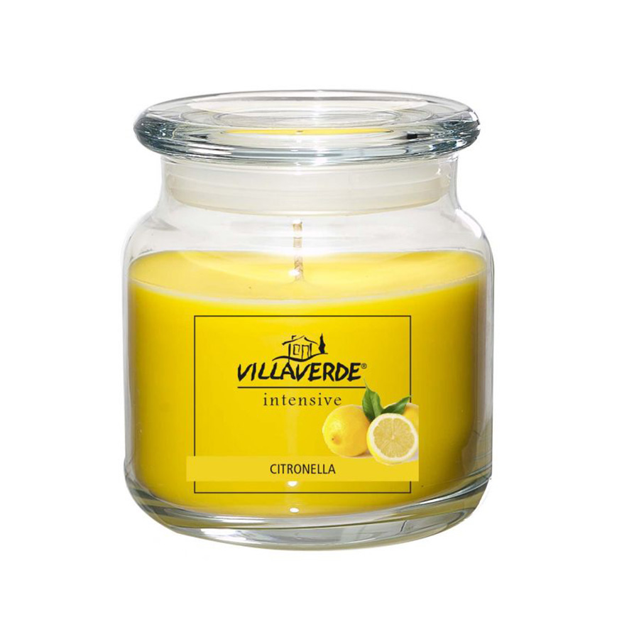 Citronella Duftkerze im Glas mit Deckel Ø10