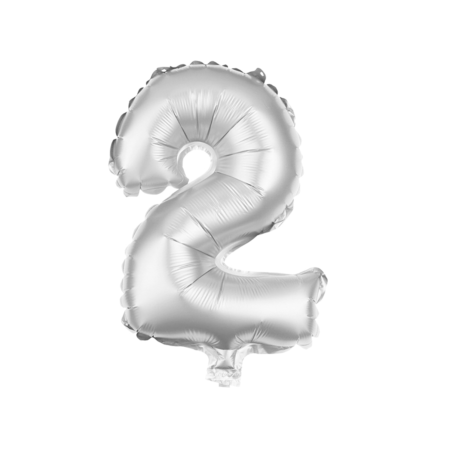 Folienballon Zahl 2 Silber  HEKU