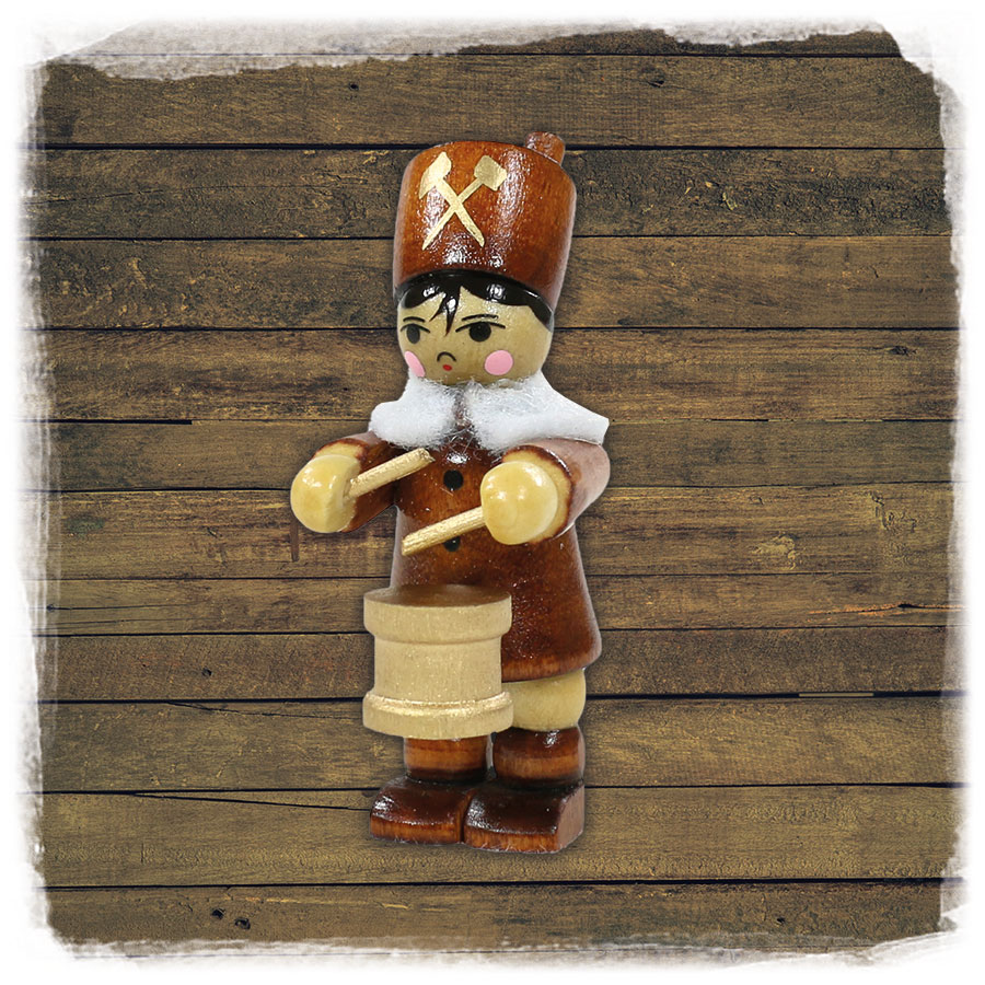 Holz ZB Figur Bergmann Musikant mit Trommel