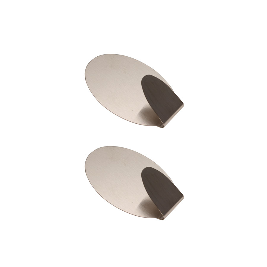Klebehaken Metall 5x3,5cm oval, 2-tlg.
