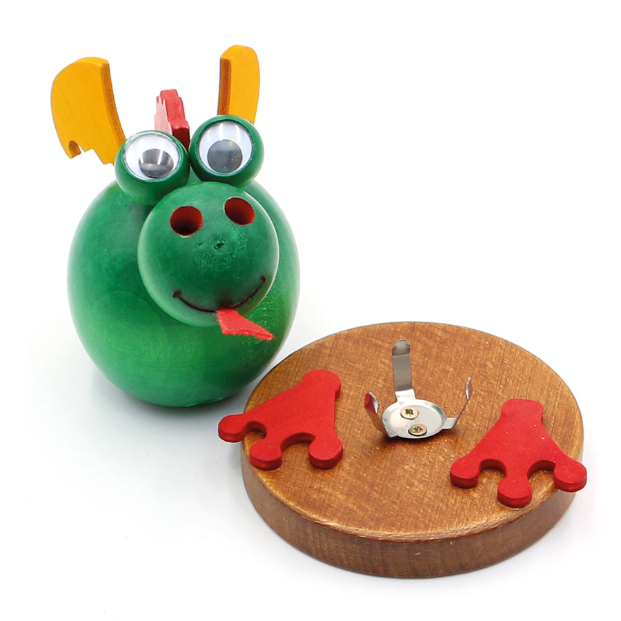 Holz Räucherfigur Drache grün