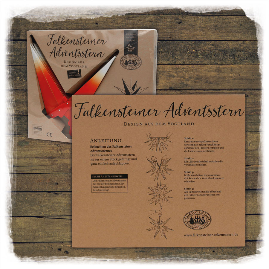 Adventsstern 80x80x80cm rot-weiß Falkenstein